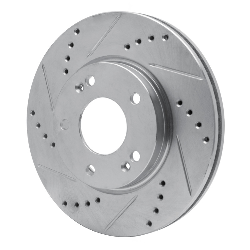Hyundai Santa Fe Brake Rotor (1) - Front Left - R1 Concepts - Drilled & Slotted - Silver - `01-`05